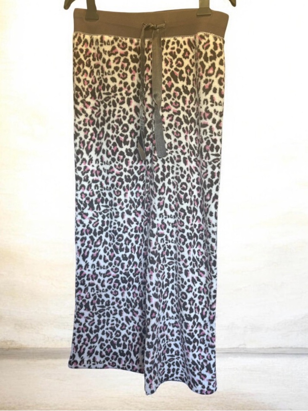 Body Candy Leopard Print Lounge Pants - Gray Waistband, Pink & Black print